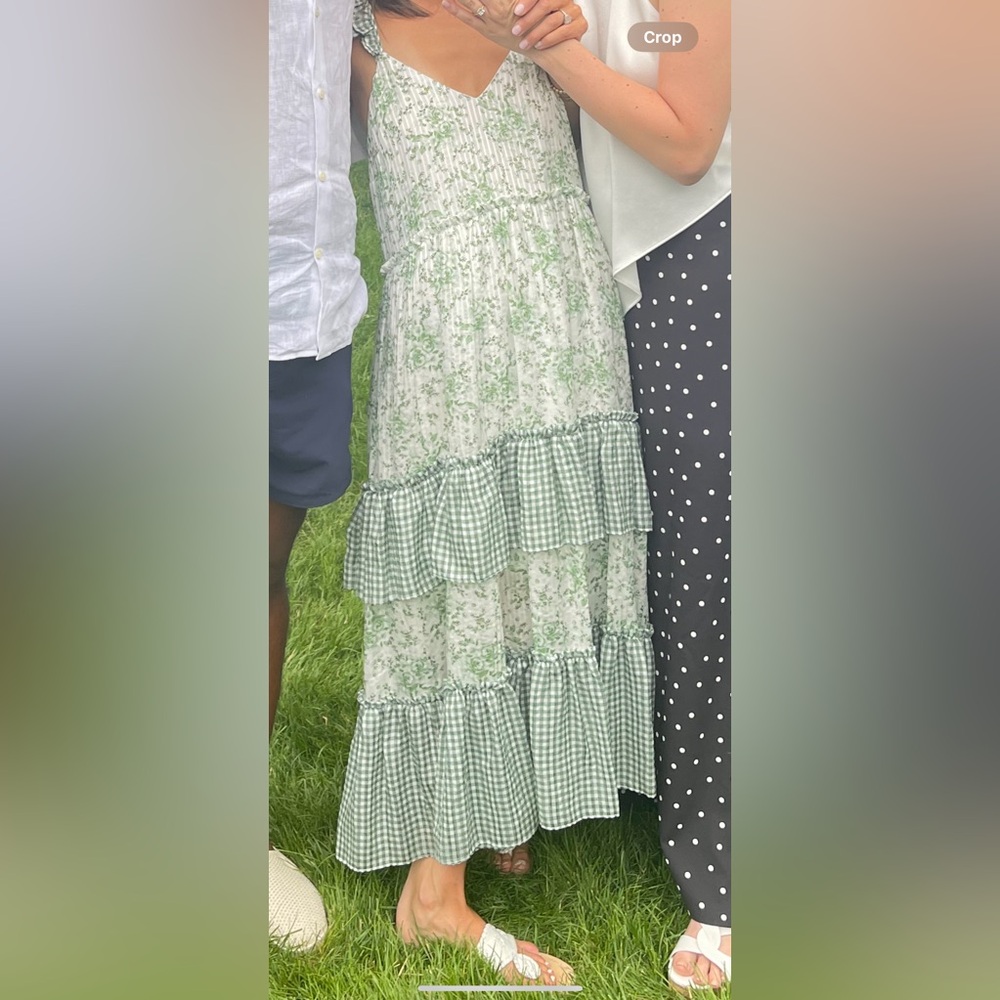 Strappy Cami NYC green & white maxi